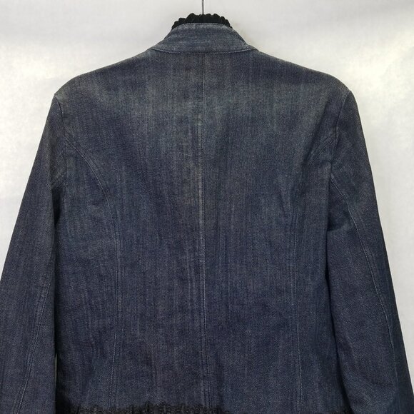 I.N.C. Jean Jacket Women's L Lace Velvet Beaded Button Hook Closure Denim VTG - Picture 10 of 16